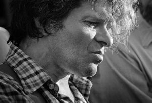 Black and white portrait of Gregory Corso, Beat generation writer.
