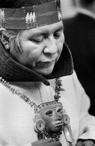 Black and white portrait of Navajo artist R.C. Gorman. Taos, New Mexico.