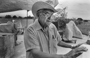 Black and white portrait of Allan Houser, Chiricahua Apache sculptor