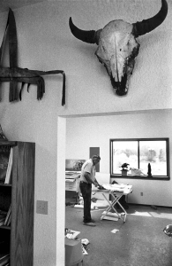 Allan Houser, Chiricahua Apache sculptor at his home and studio, Santa Fe, New Mexico.