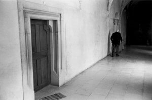 Monk in hallway, Benedictine Pannonhalma Archabbey, Hungary, After The Wall,