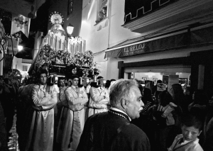 Street procession during Semana Santa. Marbella Spain.