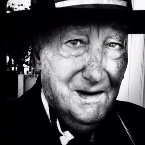Black and white close up portrait of an older Spanish man. Marbella, Spain.