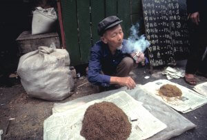 Cigarette vendor. China 1984.
