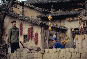 Adobe house with corn and red chili