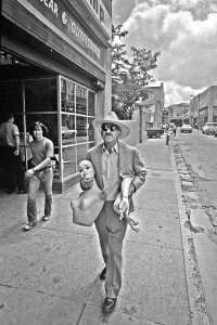 Man with mannequin Santa Fe, New Mexico